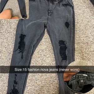 Fashion Nova Charcoal Distressed Jeans